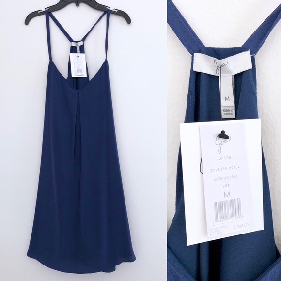 ✨HPx3!✨ NWT Joie Blue Silk Slip Dress - Picture 3 of 4